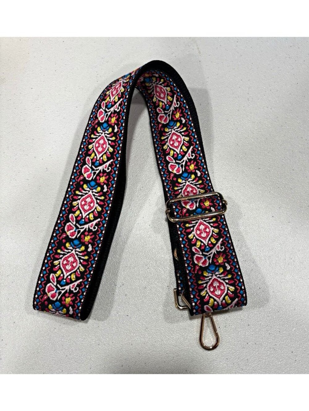 Adjustable Detachable Floral Handbag Strap Buckle Accents Black Pink Blue